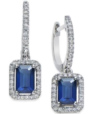 Sapphire (1-1/4 Ct. T.w.) And Diamond (1/4 Ct. T.w.) Earrings In 14k White Gold