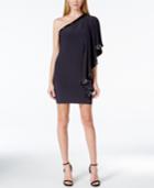 B & A By Betsy & Adam One-sleeve Sequin Off-the-shoulder Dress