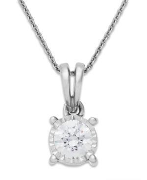 Trumiracle Diamond Bezel Pendant Necklace In 14k White Gold (1/2 Ct. T.w.)
