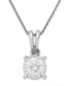 Trumiracle Diamond Bezel Pendant Necklace In 14k White Gold (1/2 Ct. T.w.)