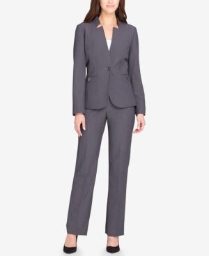 Tahari Asl One-button Star-neck Pantsuit