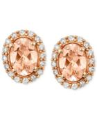 Le Vian Peach Morganite (1 Ct. T.w.) And Diamond (1/4 Ct. T.w.) Oval Stud Earrings In 14k Rose Gold, Only At Macy's