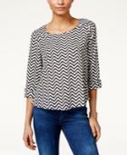 Ny Collection Petite High-low Chevron-print Top