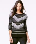 Rachel Rachel Roy Striped Fringed Pullover Sweater