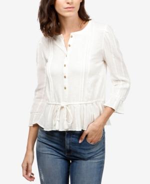 Lucky Brand Cotton Peplum Peasant Top