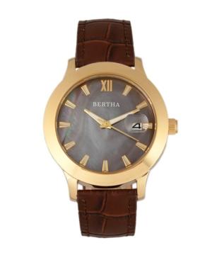 Bertha Quartz Eden Collection Dark Brown And Gold Leather Watch 38mm