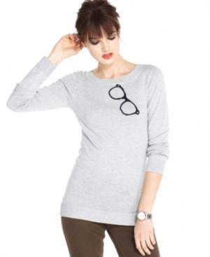 Maison Jules Sweater, Long Sleeve Graphic Intarsia Knit