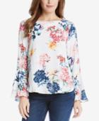 Karen Kane Bell-sleeve Floral-print Top