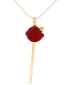 Simone I. Smith 18k Gold Over Sterling Silver Necklace, Medium Red Crystal Lollipop Pendant