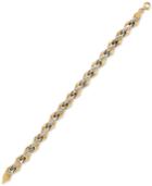 Two-tone Textured Link Bracelet In 10k Gold & Rhodium-plate