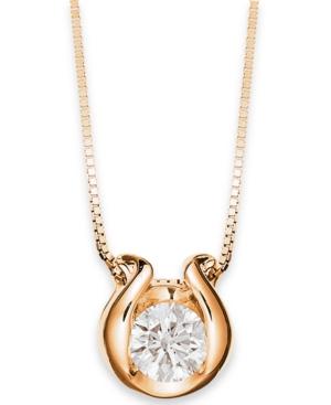 Sirena 14k Gold Necklace, Bezel-set Diamond Accent Pendant