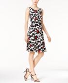 Nine West Belted Floral-print A-line Dress