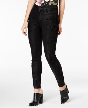 Guess Coated Lace-trim Skinny Jeans