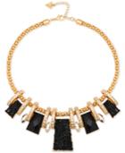 Guess Gold-tone Jet Stone And Pave Collar Necklace