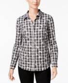 Charter Club Floral-print Plaid Shirt, Created For Macy's