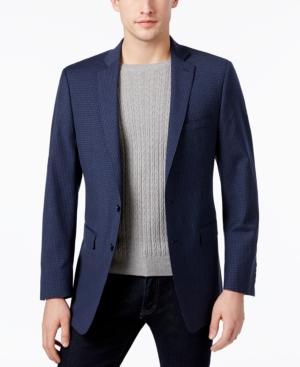 Calvin Klein Men's Slim-fit Blue/black Mini-grid Sport Coat