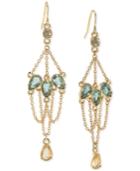 Carolee Gold-tone Blue Crystal Chandelier Earrings