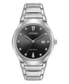 Citizen Eco-drive Men's Diamond-accent Silver-tone Stainless Steel Bracelet Watch 40mm