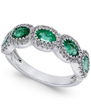 Emerald (1-1/10 Ct. T.w.) And Diamond (1/5 Ct. T.w.) Ring In 14k White Gold