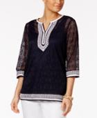 Alfred Dunner Seas The Day Lace-overlay Applique Tunic