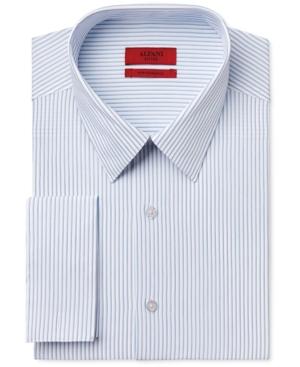 Alfani Red Men's Fitted Performance Teal Stripe French Cuff Dress Shirt, Only At Macy's