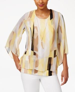 Jm Collection Printed Necklace Top, Only At Macy's