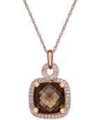Smoky Quartz (6-1/6 Ct. T.w.) And Diamond (1/3 Ct. T.w.) Pendant Necklace In 14k Rose Gold