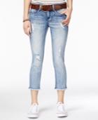 Dollhouse Juniors' Ripped Belted Cropped Skinny Jeans