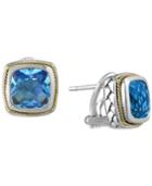 Balissima By Effy Blue Topaz (5-3/8 Ct. T.w.) Omega Earrings In 18k Gold And Sterling Silver