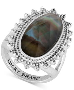 Lucky Brand Silver-tone Mother-of-pearl-look Statement Ring