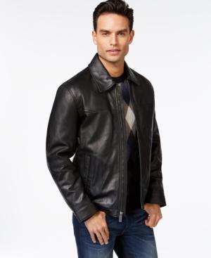 Perry Ellis Open Bottom Leather Jacket With Lining