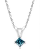 10k White Gold Blue Diamond Pendant Necklace (1/4 Ct. T.w.)