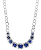 Velvet Bleu By Effy Manufactured Diffused Sapphire (6-1/3 Ct. T.w.) And Diamond (5/8 Ct. T.w.) Square Necklace In 14k White Gold