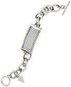 Guess Silver-tone Crystal Plaque Id Link Bracelet