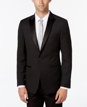 Calvin Klein Men's Slim-fit Black Houndstooth Evening Jacket