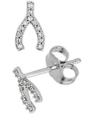 Elsie May Diamond Accent Wishbone Stud Earrings In Sterling Silver
