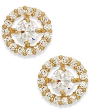 Flower Cluster Cubic Zirconia Stud Earrings In 10k Gold