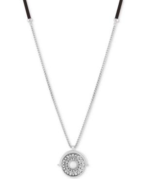 Lucky Brand Silver-tone Stone & Imitation Mother-of-pearl Leather Reversible 31 Pendant Necklace
