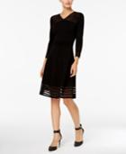 Calvin Klein Illusion-stripe Fit & Flare Sweater Dress