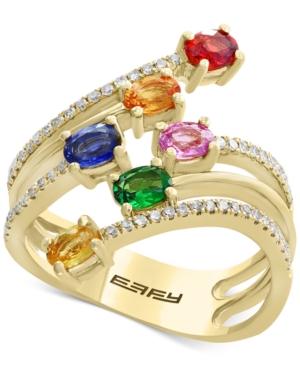 Watercolors By Effy Multi-gemstone (1-3/8 Ct. T.w.) & Diamond (1/5 Ct. T.w.) Statement Ring In 14k Gold