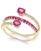 Certified Ruby (3/4 Ct. T.w.) And Diamond (1/10 Ct. T.w.) Coil Ring In 14k Gold