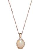 Opal (9/10 Ct. T.w.) And Diamond Accent Oval Pendant Necklace In 14k Rose Gold