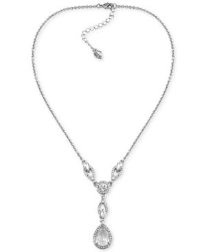 Carolee Silver-tone Crystal Lariat Necklace