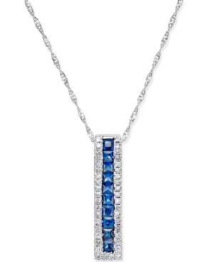 Sapphire (3/4-ct. T.w.) And Diamond (1/5 Ct. T.w.) Linear Pendant Necklace In 14k White Gold
