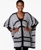 Ny Collection Oversize Geo-print Poncho Cardigan