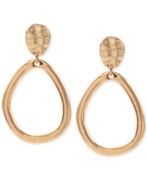 Anne Klein Hammered-style E-z Comfort Clip-on Drop Hoop Earrings