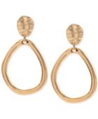Anne Klein Hammered-style E-z Comfort Clip-on Drop Hoop Earrings