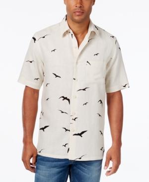 Tasso Elba Men's Silk Linen Bird-print Short-sleeve Shirt, Classic Fit