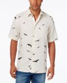 Tasso Elba Men's Silk Linen Bird-print Short-sleeve Shirt, Classic Fit
