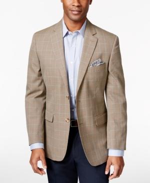Tasso Elba Men's Khaki Houndstooth Classic-fit Sport Coat, Only At Macy's